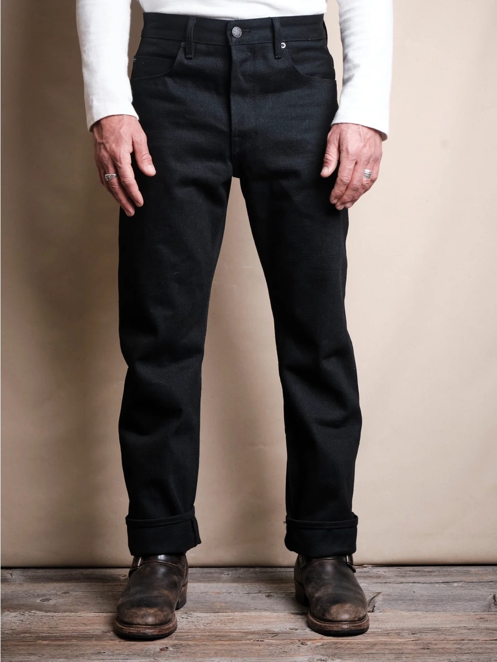 Freenote Cloth the belford straight 17 ounce black denim tag 32 (actual 34x30)
